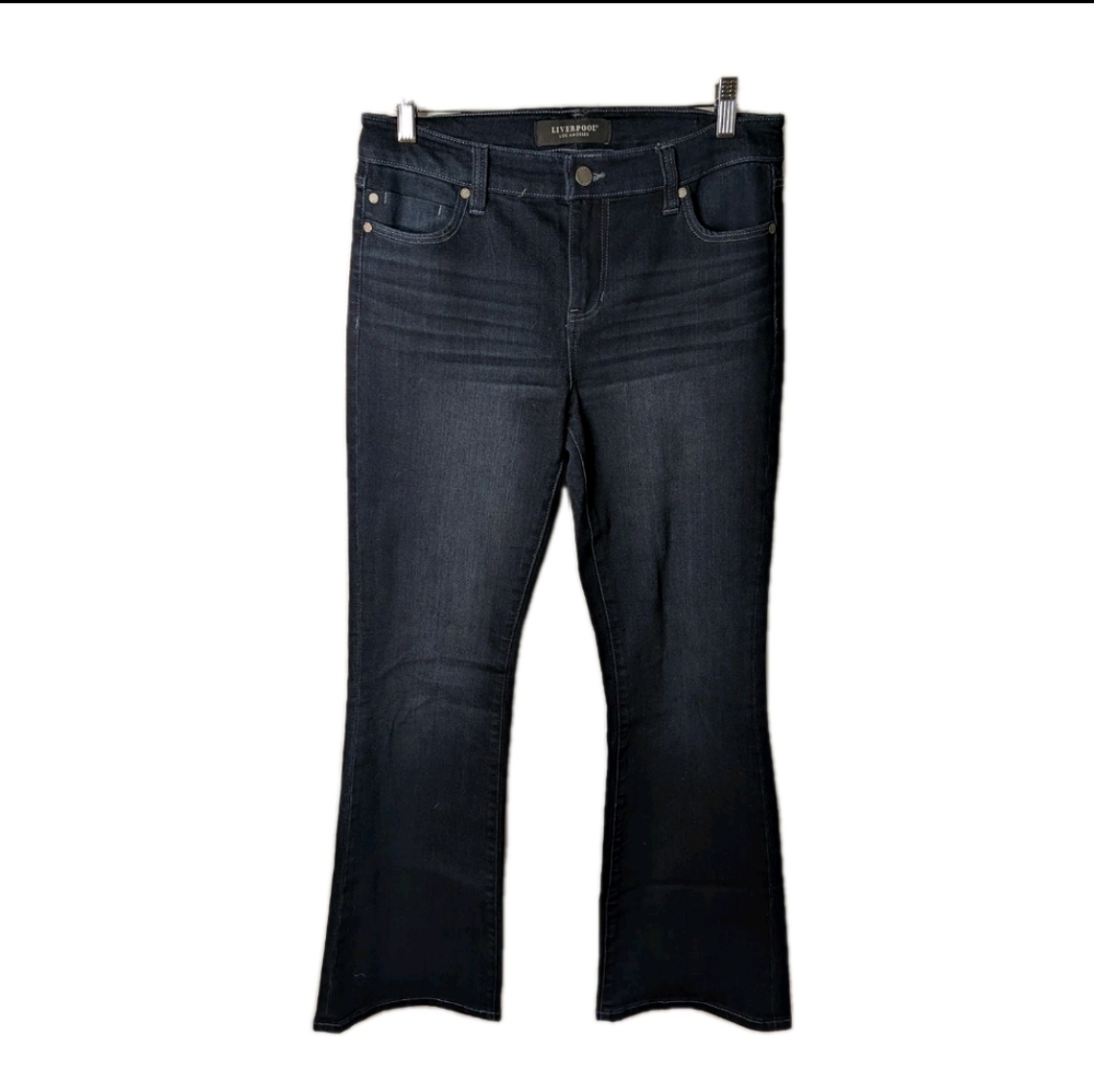 Liverpool Jeans Denim Flare Women Size 6 / 28 Dark Wash Clean girl